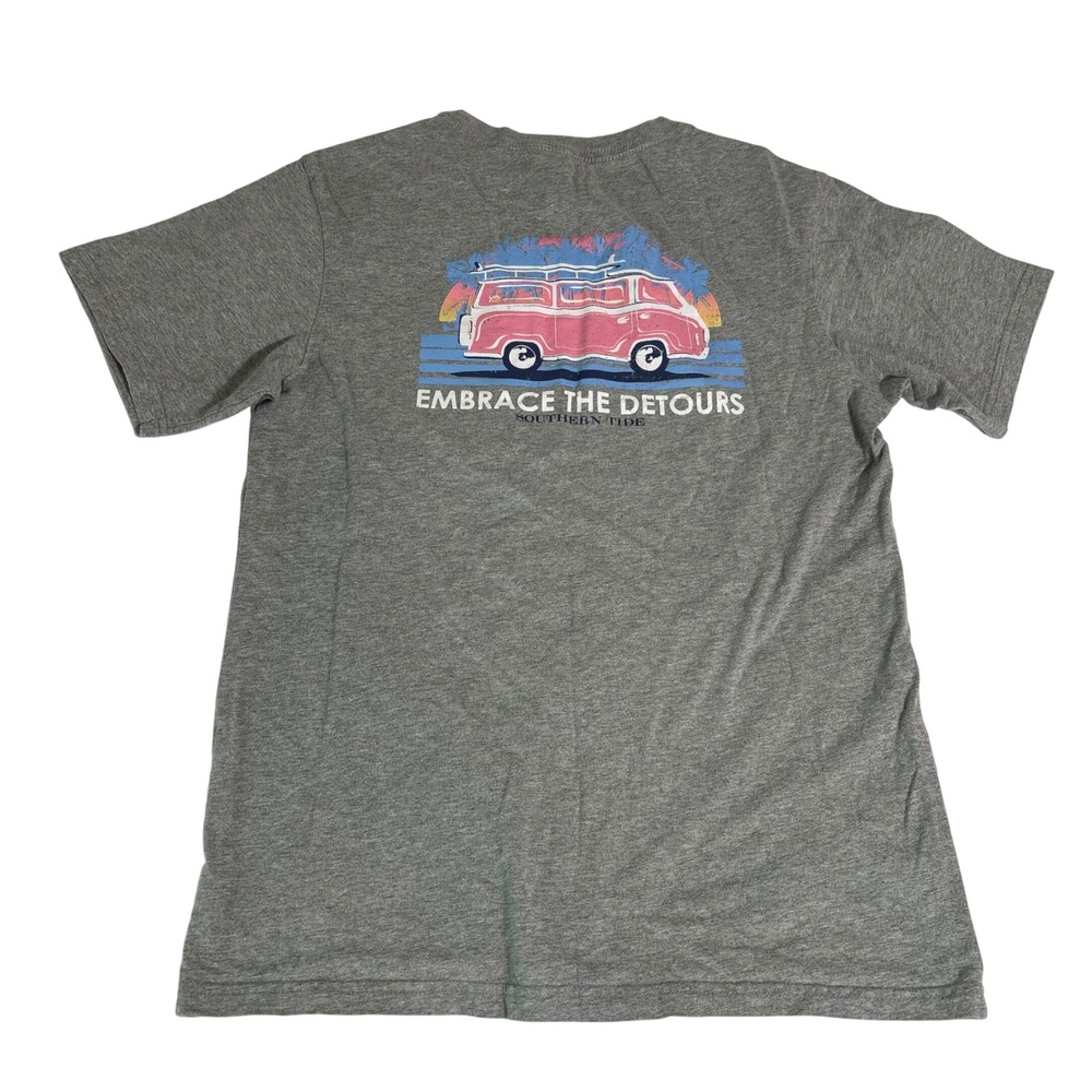 Southern Tide Womens Small Gray Embrace The Detours Surf Van Pocket Graphic Tee